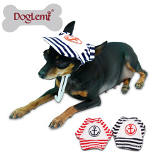 Sailor Fashion Dog Pet Dog Cat Cotton Hat Sports Baseball Stripe Cap with Ear Holes